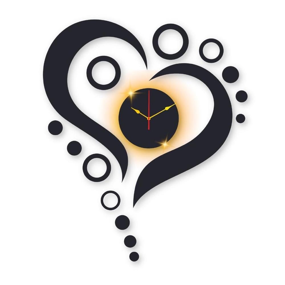Heart Design Laminated Wall Clock With Backlight