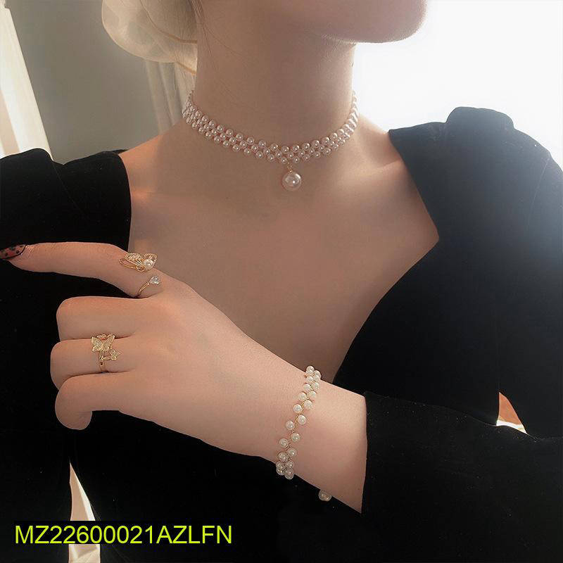 Pc Resin Elegant Pearl Stones Choker