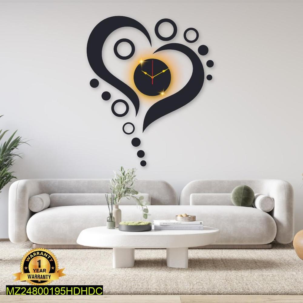 Heart Design Laminated Wall Clock With Backlight