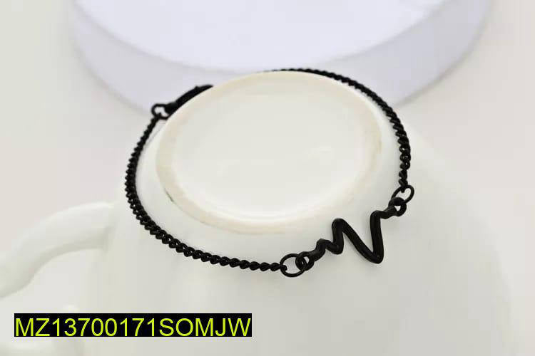 1 Pc Alloy Black Plated Uni-Sex Heart Beat Bracelet