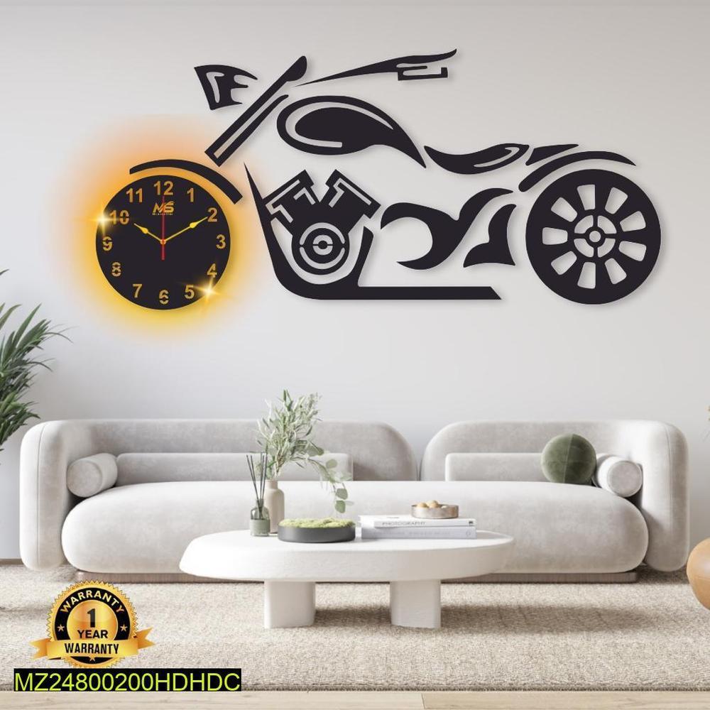 Motorbike Design Laminated Wall Clock With Backlight