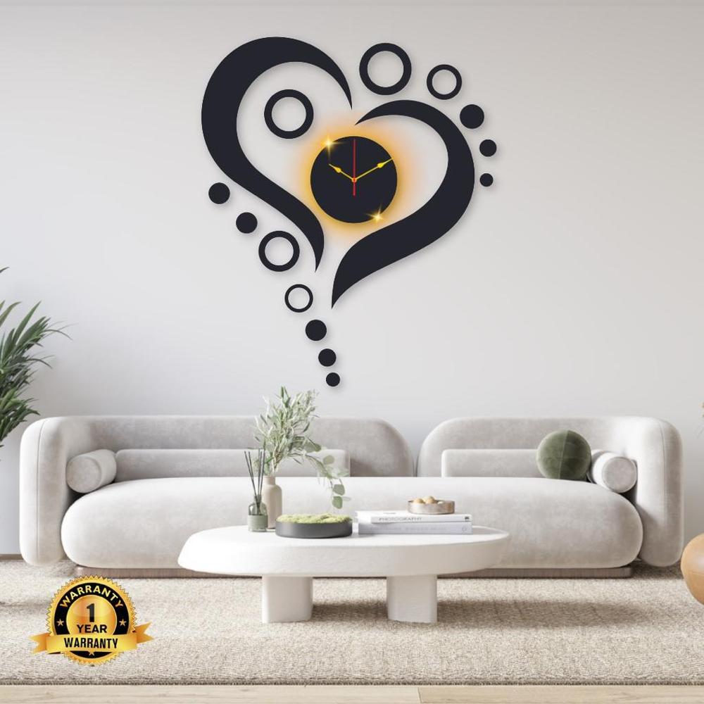 Heart Design Laminated Wall Clock With Backlight