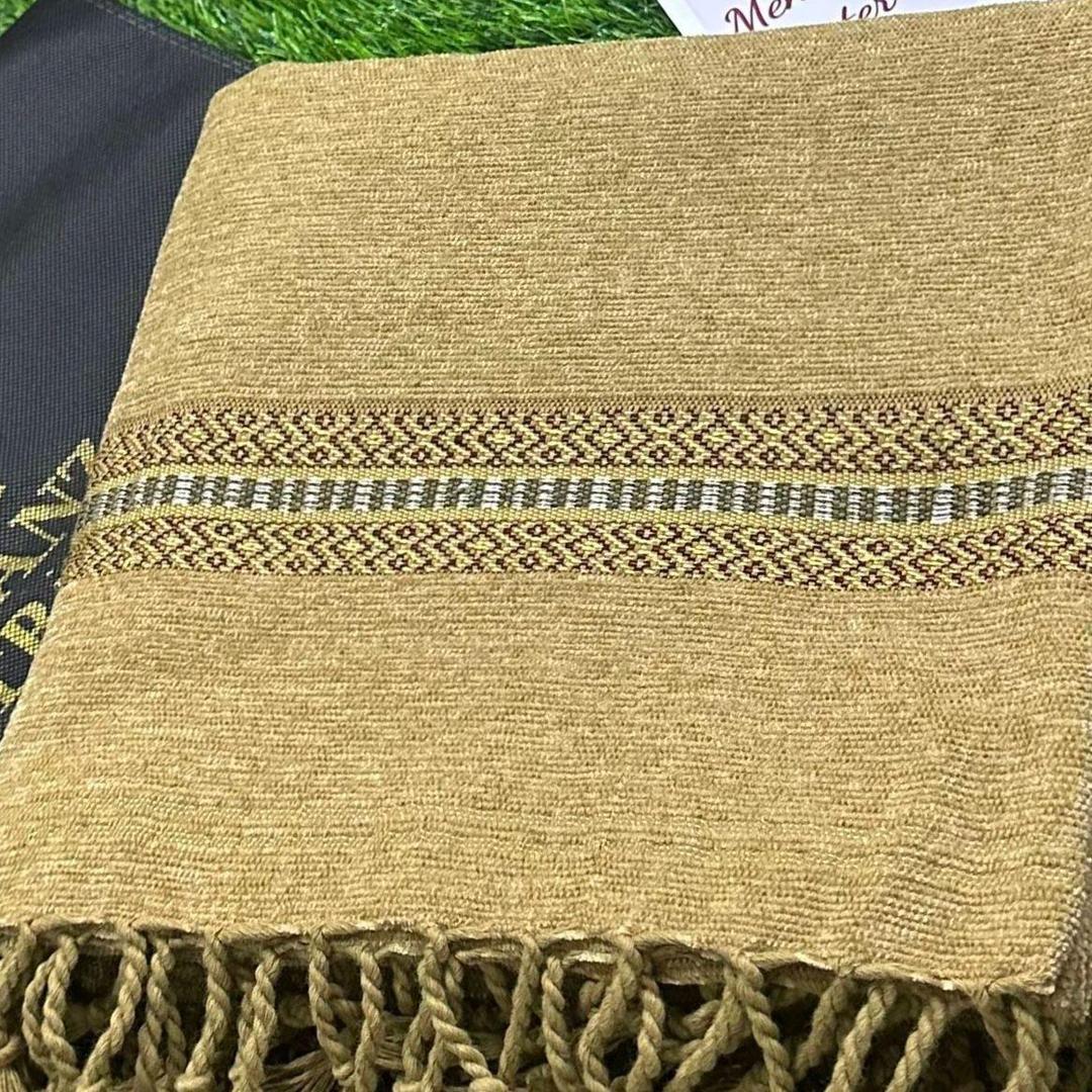 Chic Off White Velvet Shawl - 1 Pc Plain Design