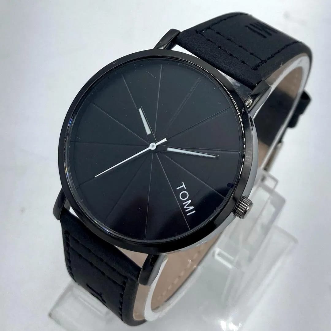 Unisex Movement: Quartz, Sleek and Modern TOMI Quartz Watch - All Black Desig
