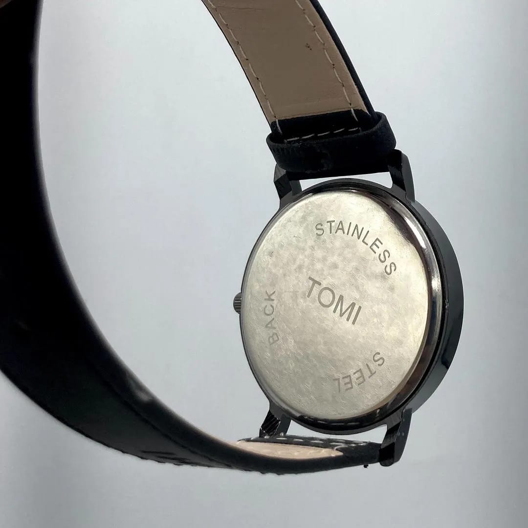 Unisex Movement: Quartz, Sleek and Modern TOMI Quartz Watch - All Black Desig
