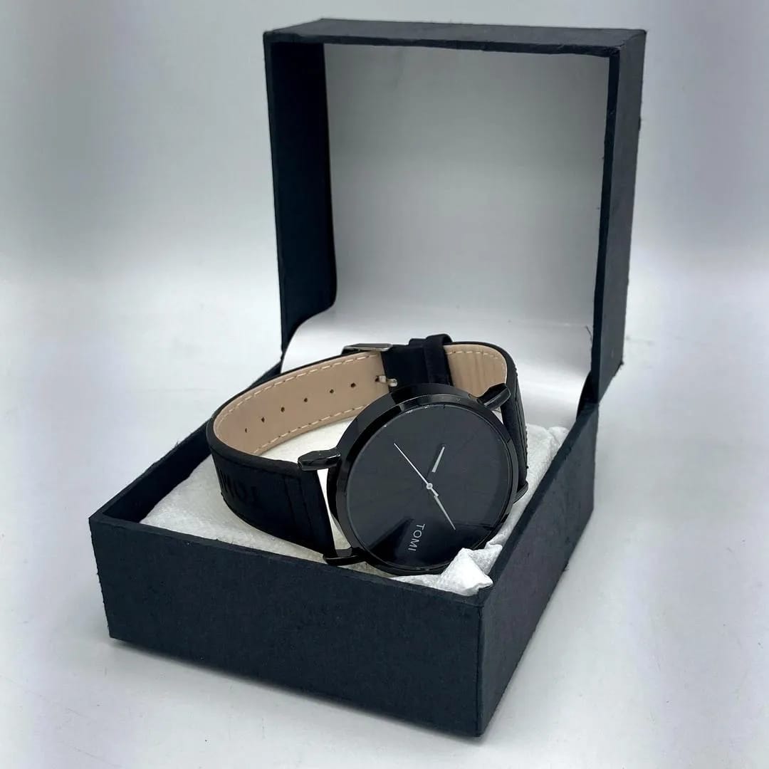 Unisex Movement: Quartz, Sleek and Modern TOMI Quartz Watch - All Black Desig