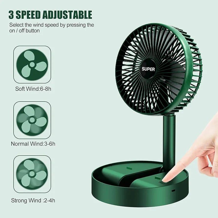 Portable Rechargeable Fan - 1 Pc Green, Foldable and Convenient for On-the-Go Use