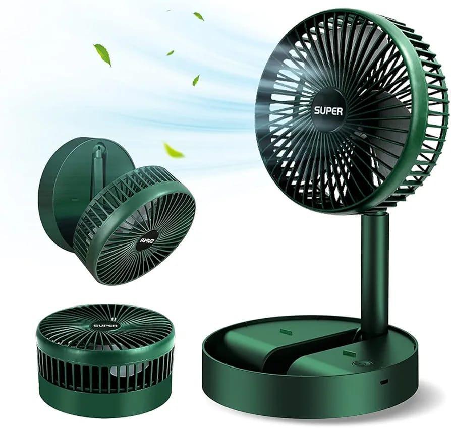 Portable Rechargeable Fan - 1 Pc Green, Foldable and Convenient for On-the-Go Use