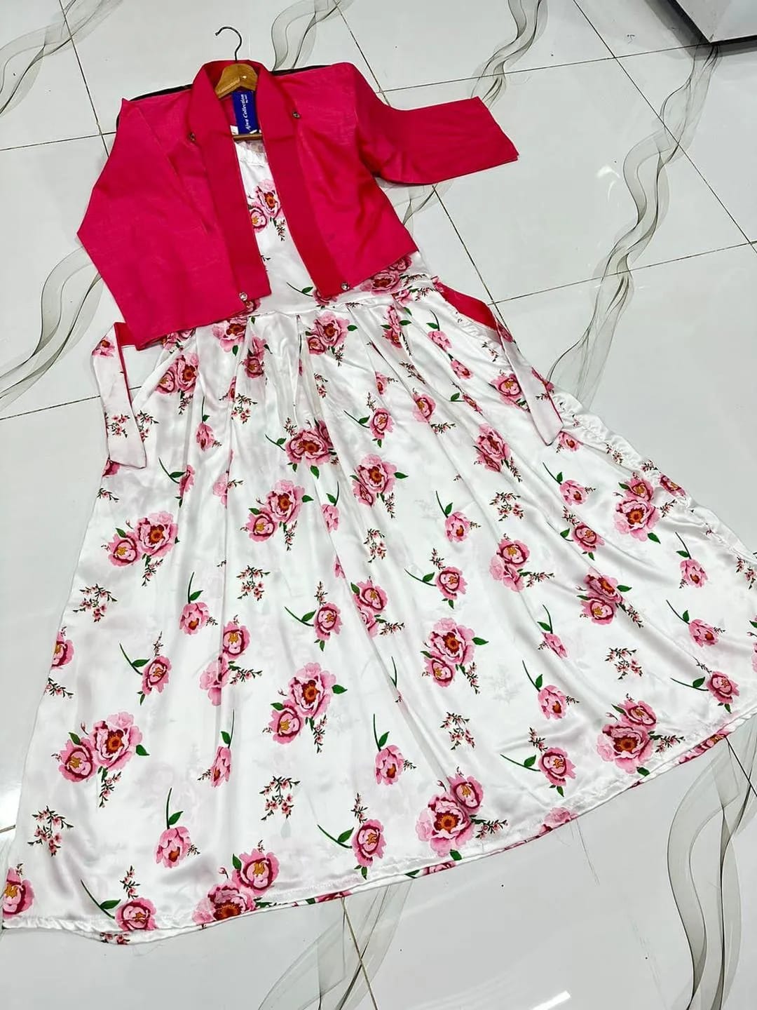 Winter Festival Digital Sleeve'less Maxi With Koti