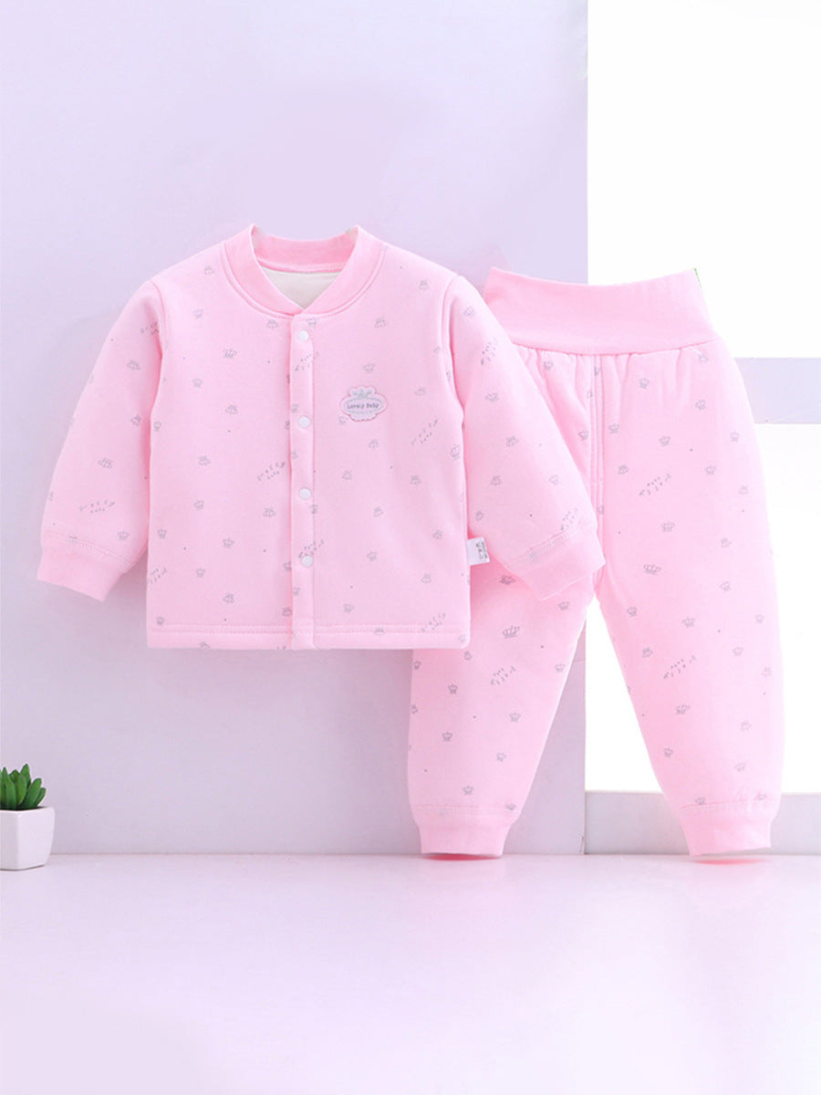 Baby Suit with Button Closure, Thin Cotton for Infants and Toddlers, Suitable for Spring, Autumn, and Winter, Thickened for 2025, Pure Cotton Fabric