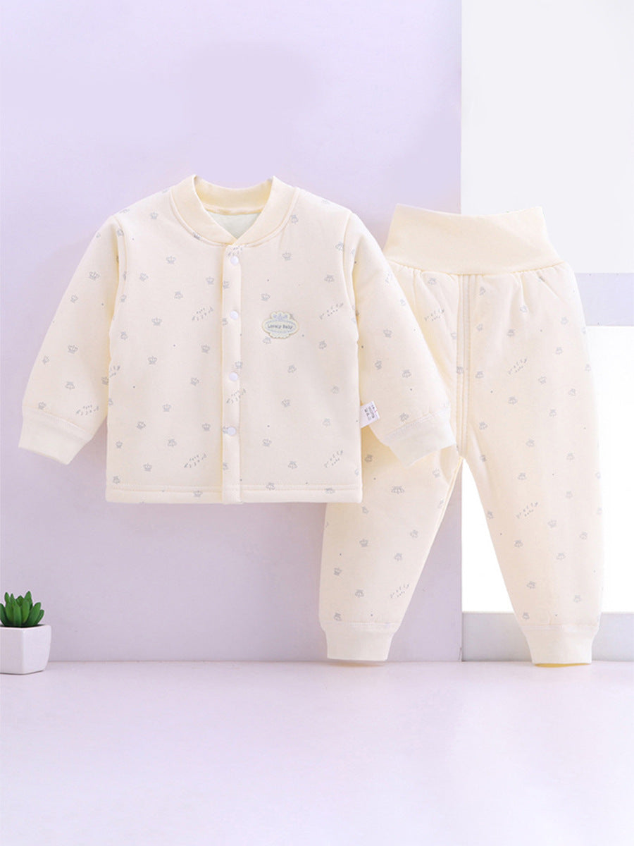 Baby Suit with Button Closure, Thin Cotton for Infants and Toddlers, Suitable for Spring, Autumn, and Winter, Thickened for 2025, Pure Cotton Fabric