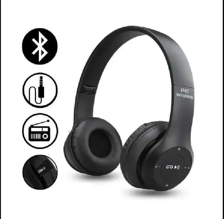 Black Long-Lasting Battery With Fast Charge 47 Wireless Neckband