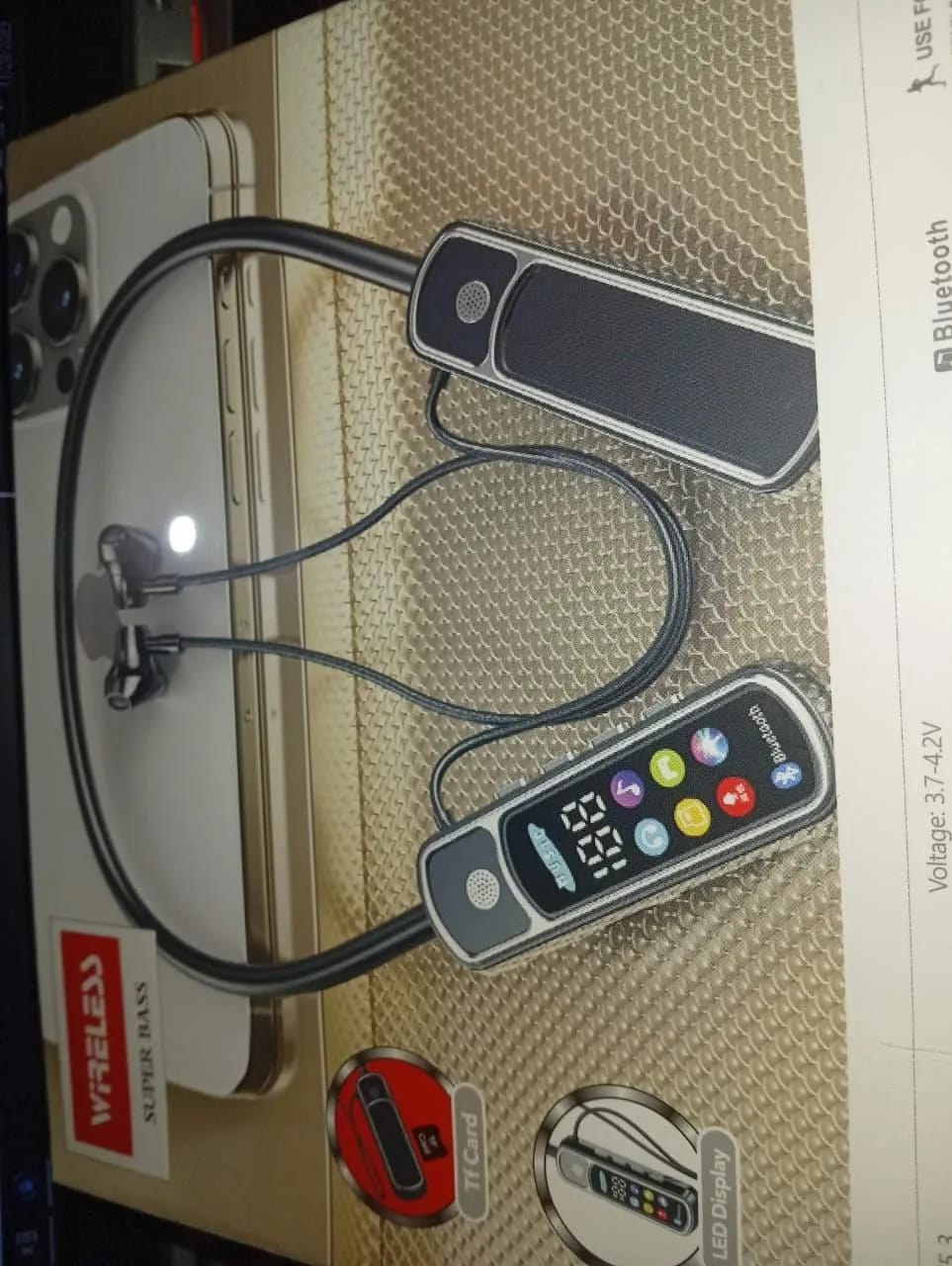 Black Long-Lasting Battery With Fast Charge 12 Wireless Neckband