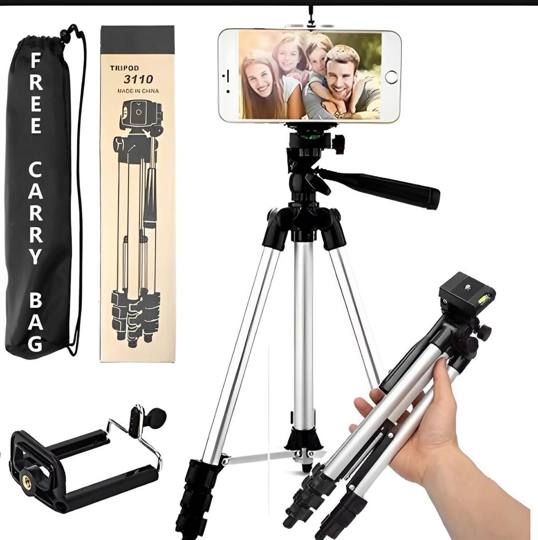 4 in 1 Selfie Stick Tripod with Light & Bluetooth Remote |Foldable & Extendable (70cm) Mobile Holder