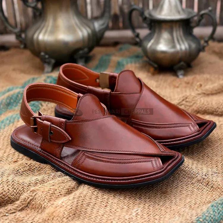 Men's PU Leather Plain Peshawari Chappal