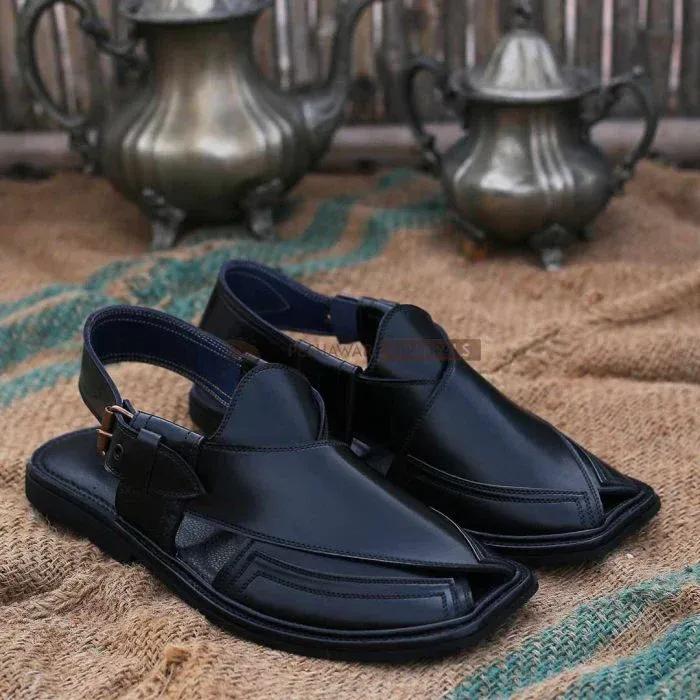 Men's PU Leather Plain Peshawari Chappal