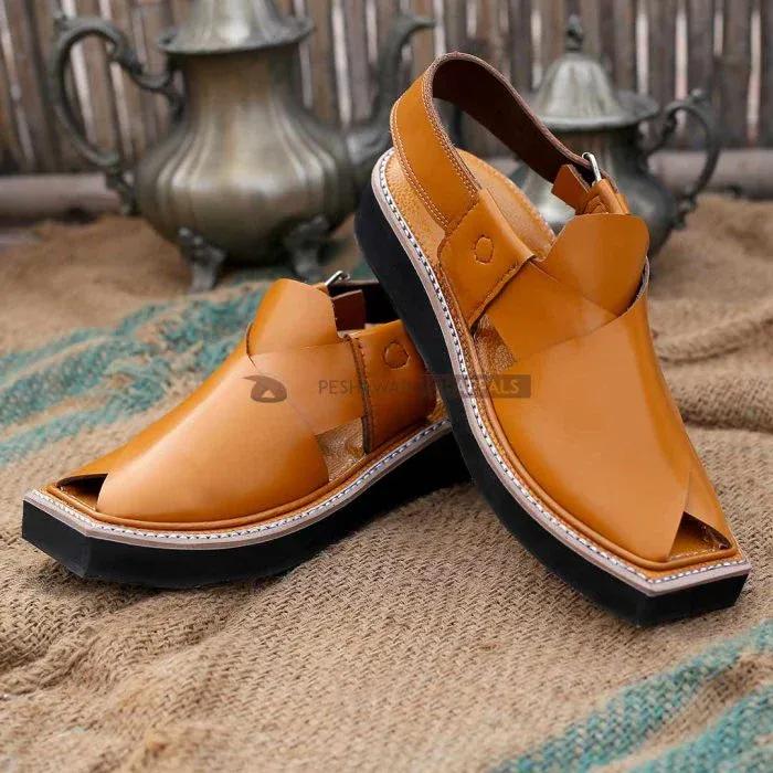 Men's PU Leather Plain Peshawari Chappal