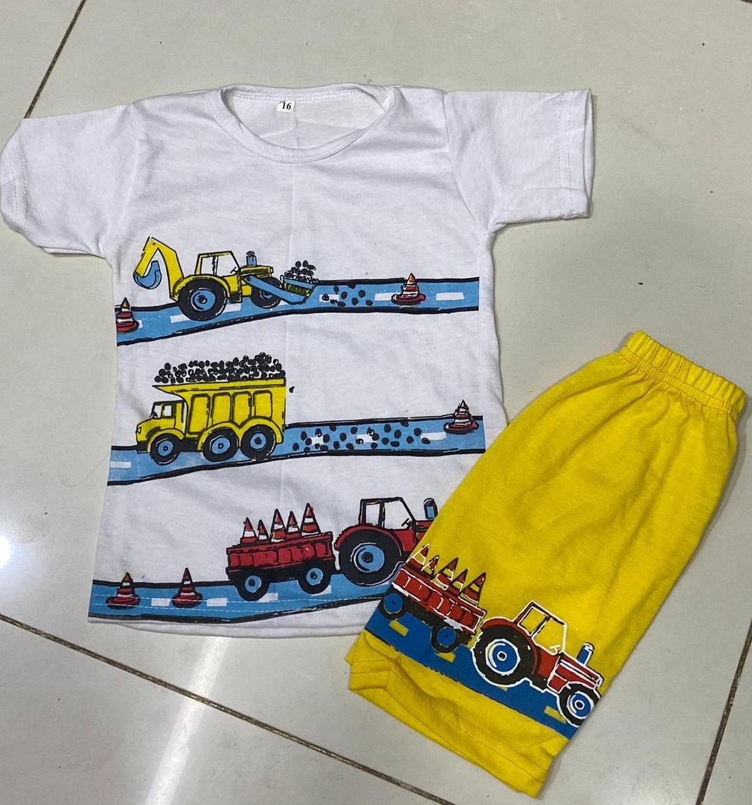 Stylish Printed Cotton Jersey Shirt And Shorts Set for Boys - 2 Pcs Outfit