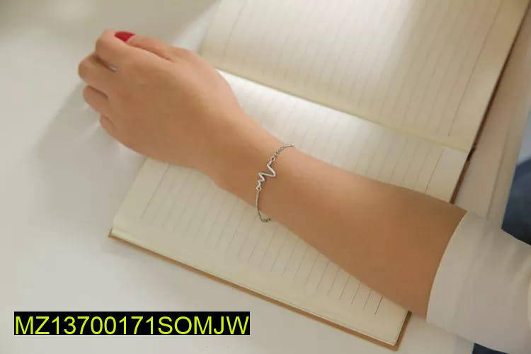 1 Pc Alloy Black Plated Uni-Sex Heart Beat Bracelet
